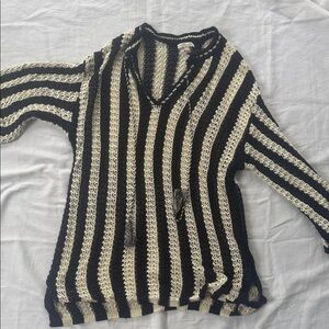 Flying Tomato Sweater Beach Cover Up- Navy & White